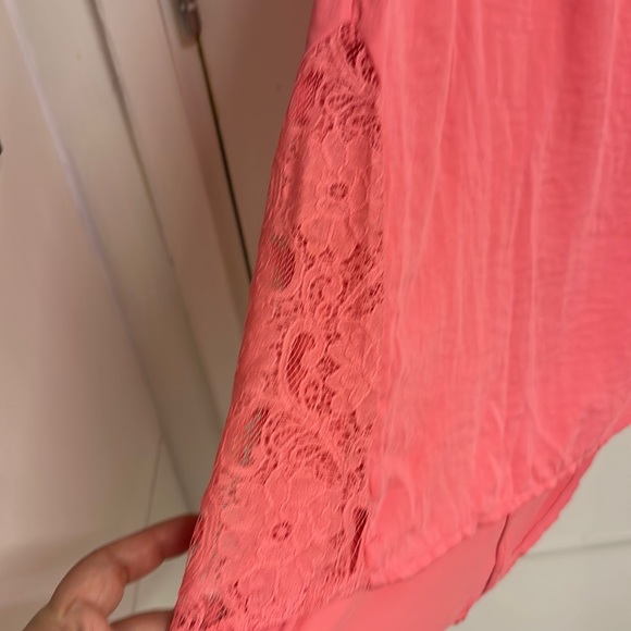 NWOT H.M Conscious Collection Coral Pink dress with lace & beautiful detailing - Picture 8 of 17